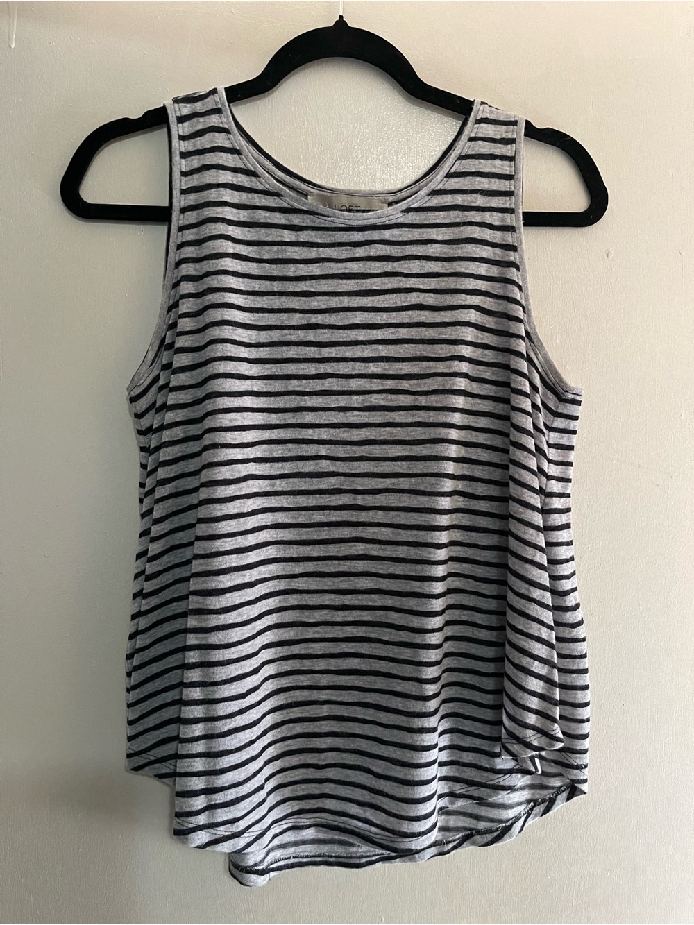 LOFT Gray & Black Striped Sleeveless Tank